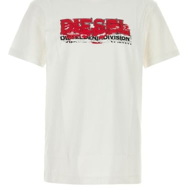 Diesel Men White Cotton T-Diegor T-Shirt