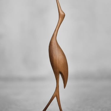 Vintage Mid-Century Danish Modern Wood Sculpture Crane Figurine, 1960s 