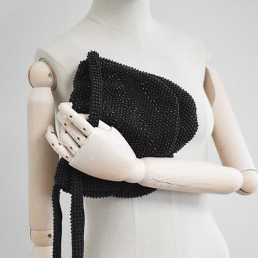 1960s Black Plastic Bead Shoulder Bag 