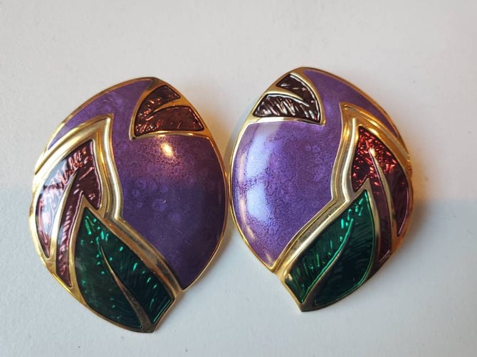 Vintage enamel earrings by Berbei, 1980s 