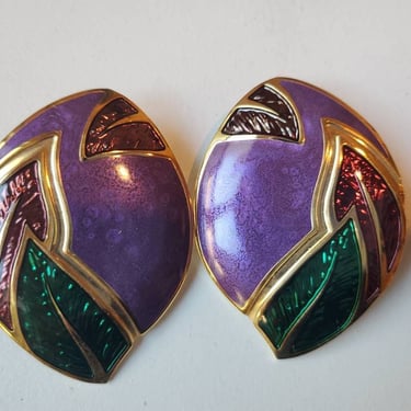 Vintage enamel earrings by Berbei, 1980s 