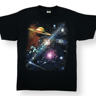 Vintage 1998 Milky Way & Outer Space Big Print Peter Kull Made in USA Graphic T-Shirt Size Large 