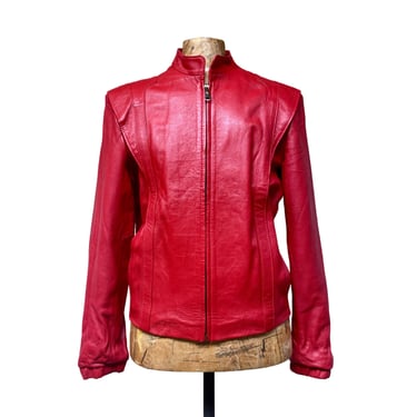 Vintage 1980s Red Leather Jacket, Michael Jackson Thriller Vibes, Made in Mexico, Large 44