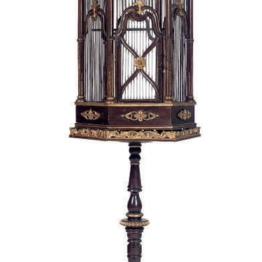 Antique Indian Rosewood & Parcel-Gilt Birdcage on Stand – George III