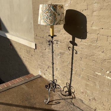 Iron Floor Lamp with Crewel Shade