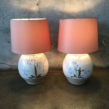 Pair Of  Vintage Mid Century Modern Ceramic Table Lamps