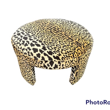 Beautiful vintage leopard print large ottoman - all new foam and fabric 