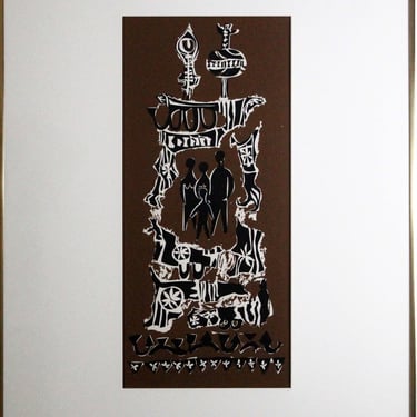 Arthur Schneider Brown Judaical Religious Themed Modern Lithograph Framed 