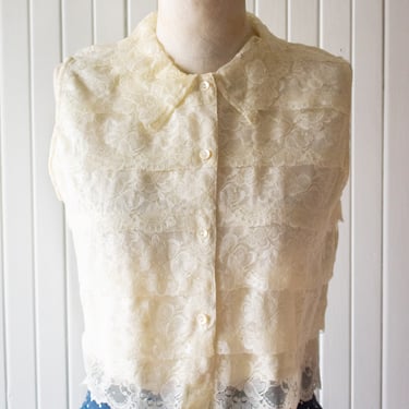 Vintage April Cornell Lace Crop Top Extra Small