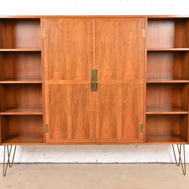 Michael Taylor for Baker Furniture Mid-Century Modern Walnut Bookcase Cabinet, 1960s