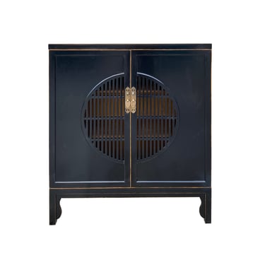 Minimalist Black Wood Shutter Doors Credenza Storage Cabinet cs7546E 