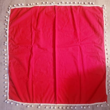 Small Retro 34 inch square red and white tablecloth  vintage tablecloths Home decor 