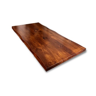 Walnut Color - 2" Thick Solid Wood Live Edge Table Top 