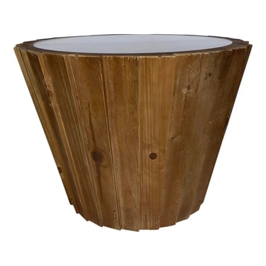 Organic Modern Natural Wood Slat Large Side Table