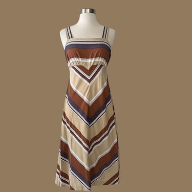 Vintage 70s Chevron Cotton Sun Dress by Donnkenny 