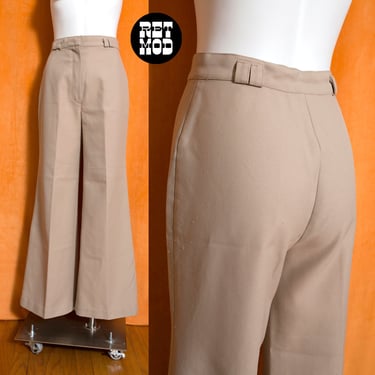 Chic Vintage 70s Khaki-Colored High-Waisted Slacks Pants 