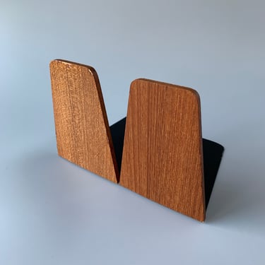 Vintage Danish-style Kai Kristiansen-style Teak Veneer Bookends 