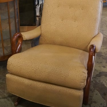 Antique Tan Rocking Chair w Swan Neck Arms