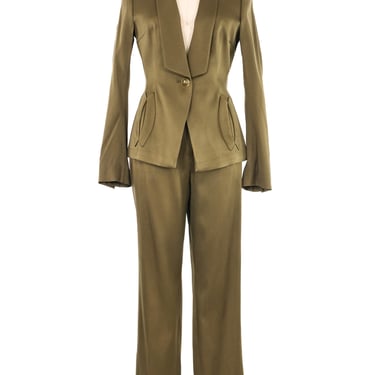 Escada Olive Satin Pant Suit