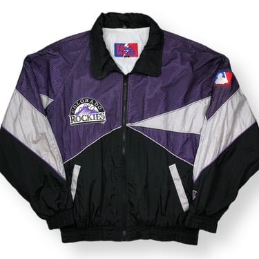 Vintage 90s Pro Player Colorado Rockies Baseball Embroidered MLB Mesh Style Full Zip Windbreaker Jacket Size Medium/Large 