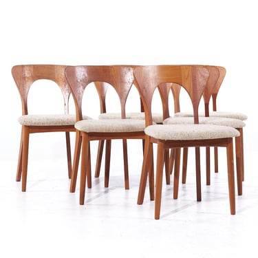 Niels Koefoed Hornslet Mid Century Danish Teak Peter Dining Chairs - Set of 6 - mcm 