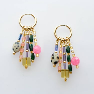 Beaded Charm Dangle Earrings