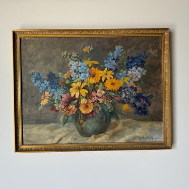 Vintage E. Melchers  Still Life Oil Painting, Framed 