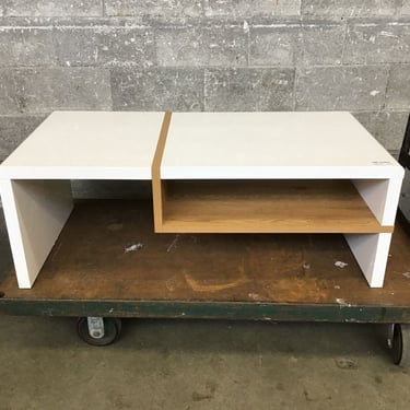 White Coffee Table w/ Wood Grain Accent (Seattle)