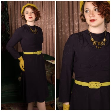 1940s Dress - Luscious Deep Plum Purple Late 30s/Early 40s Cusp Dress Made of Kimono Silk Brocade 