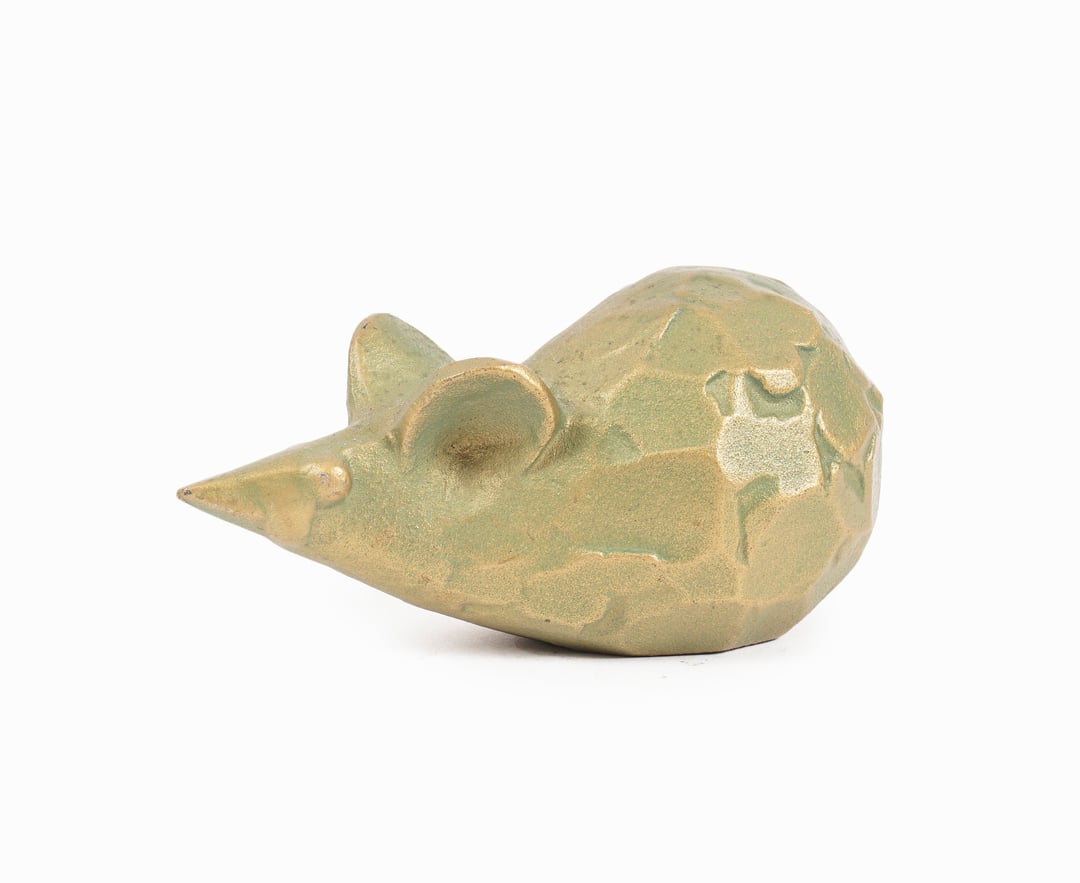 Saegusa Sotaro Cast Iron Mouse Figurine Japanese Okimono Sculpture