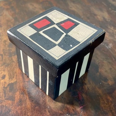 Artisan Crafted Decorative Box - Geometric Mid-Century Modern Style - Signed - 3.75