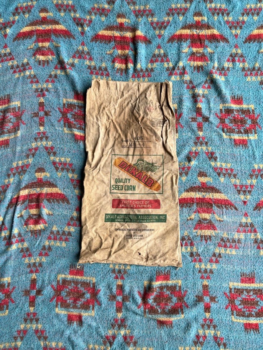 Vintage 1950s Dekalb Flying Ear Seed Sack North Grove Antiques