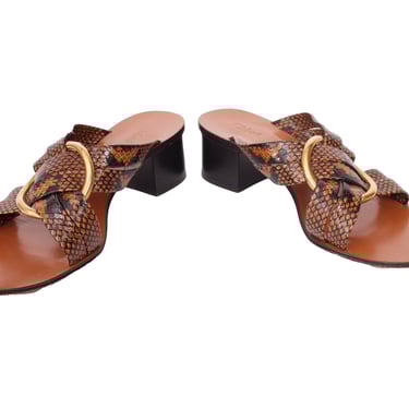 Chloé Leather Snake Print Sandals
