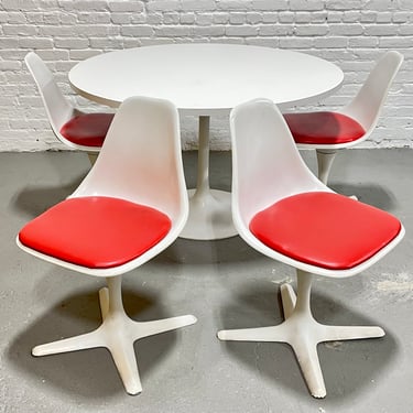 Mid century MODERN Saarinen Knoll style Round DINING Table + Chair SET by Burke 