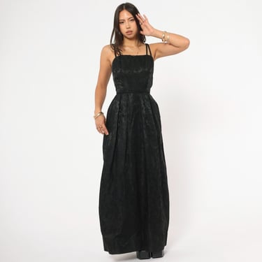 vintage 90's spaghetti strap empire waist dress floor length Vintage 90s Cotton Satin Stripe Dries Van Noten Size 42 – 4KINSHIP main image 0