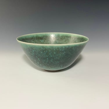 Vintage Stoneware, Saxbo Denmark, Speckled small bowl Green Glaze 