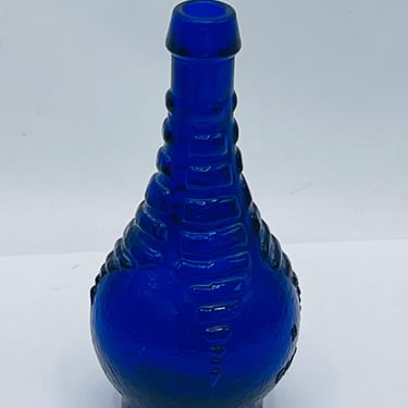 Cobalt Blue Ball and Claw Bitters Bottle 5 1/2” Tall, Circa 71 by Wheaton Glass of NJ. 