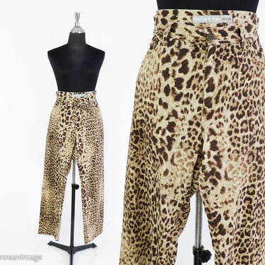1980s Leopard Print Jeans | 80s Animal Print Pants | Jones New York | Medium 