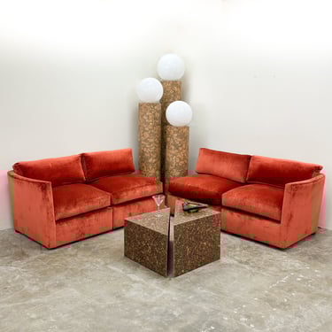 Vintage 70s Modular Sofa Sectional Sofa Burnt Orange MCM Retro Postmodern 80s 