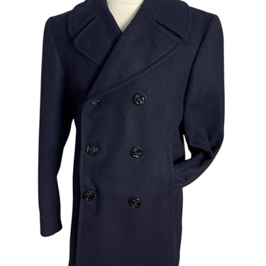 Vintage 1970s US Navy Wool Pea Coat ~ size 38 Long ~ USN ~ 8-Button ~ Stencil ~ Dated 1972 