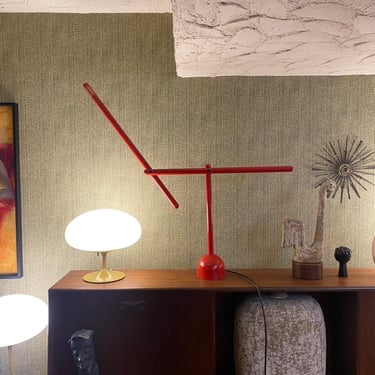 Red "Mira" Table Lamp Mario Arnaboldi for Programmaluce Milan, Italy, ca. 1982 