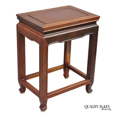 Vintage Chinese Hardwood Small Pedestal Plant Stand Side Table