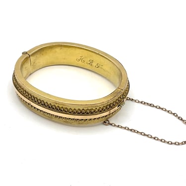 Antique Victorian Edwardian H&B Rolled Gold-Filled Child's Hinged Bangle Bracelet, 5 1/2