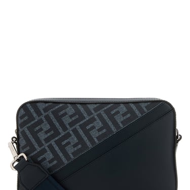Fendi Men Cerulean Blue Leather Small Fendi Melon Crossbody
