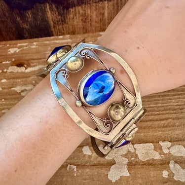 WAVE RIDER Vintage Mexican Silver Bracelet | 1970s Hinged