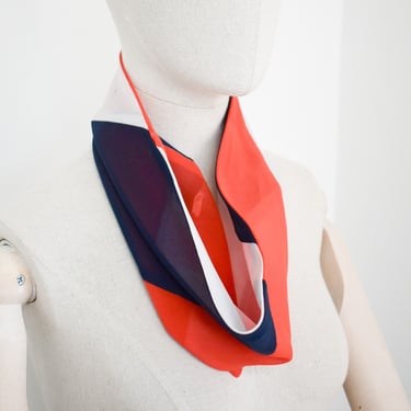 1960s/70s Red, Navy, and White Cowl Scarf 