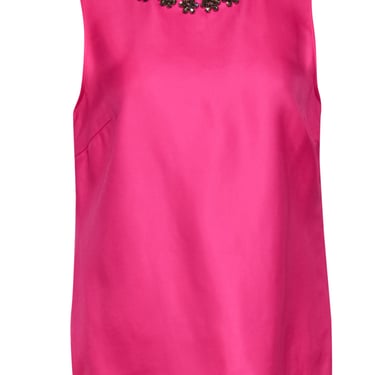 Kate Spade - Hot Pink Tank w/ Floral Jeweled Neckline Sz 10