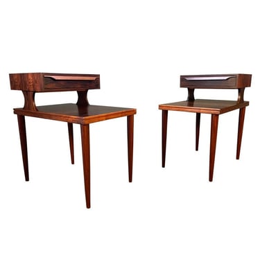 Pair of Vintage Danish Mid Century Modern Rosewood Side Tables 