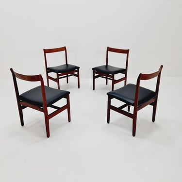 Vintage Danish solid teak dining chairs 1960s, set of 4 