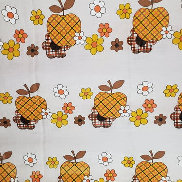 Vintage 1960's Novelty Border Print Fabric / 60s Mod MCM Fabric 